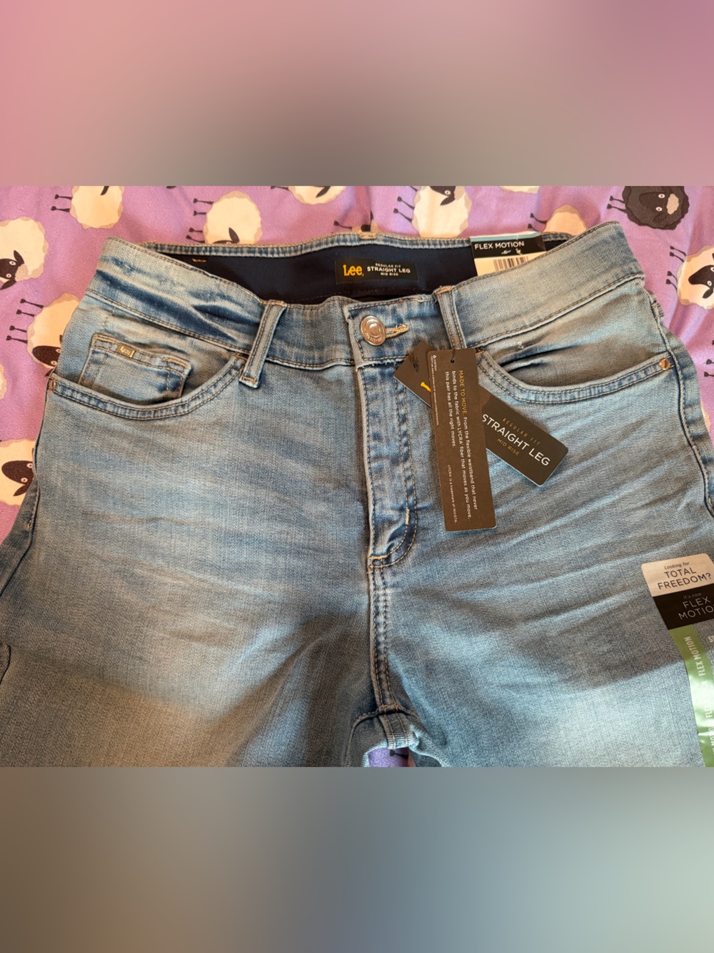 NEW Lee Women's Straight Leg Flex Motion Blue Jeans, 10